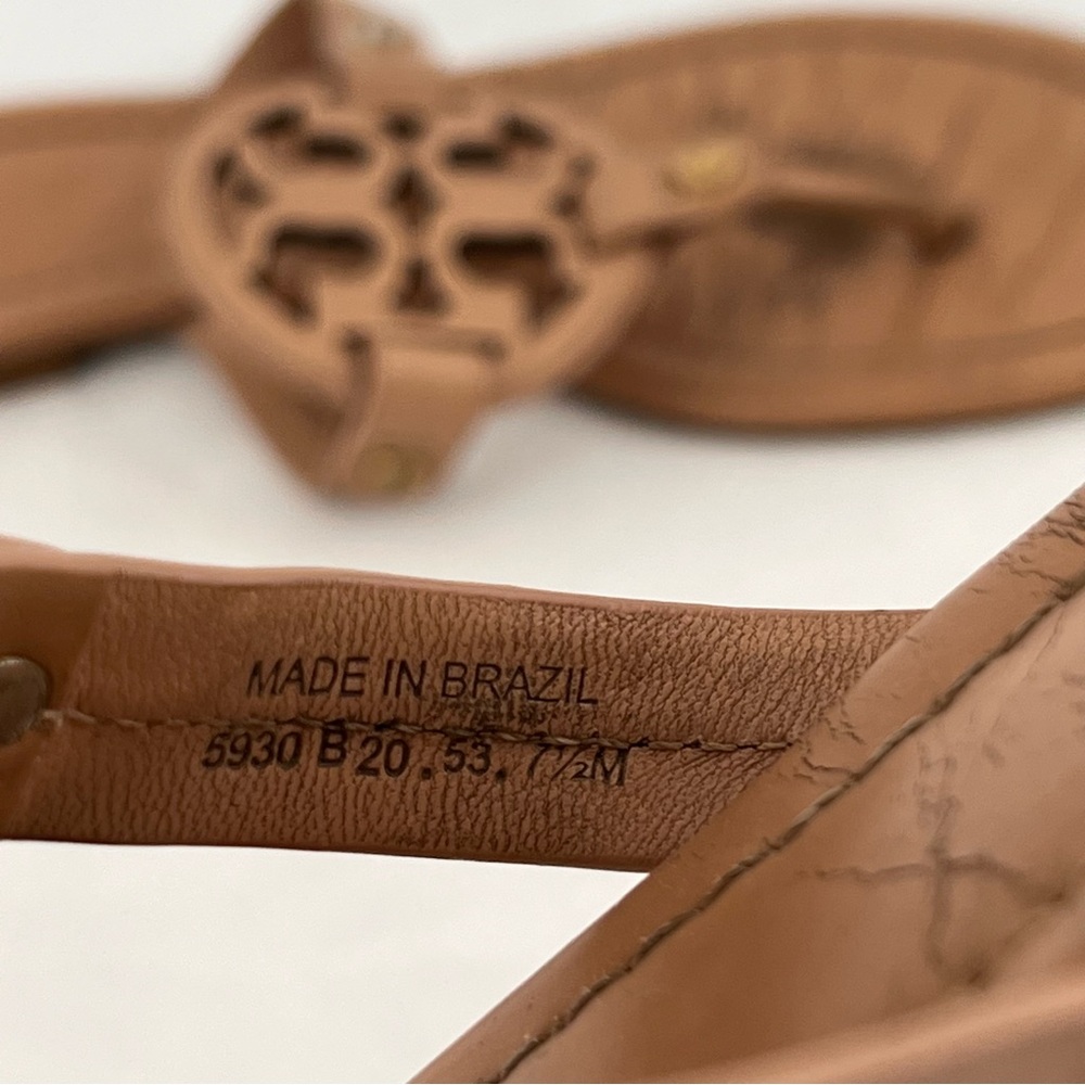 Tory Burch Tan Miller Logo Thong Sandals - Picture 5 of 8